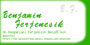 benjamin ferjencsik business card